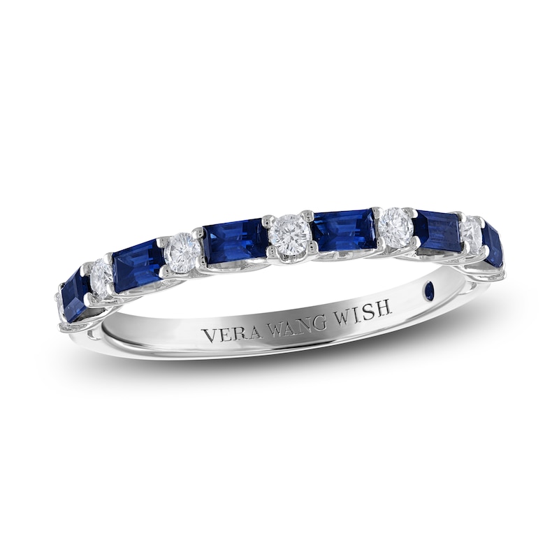 Vera Wang WISH Diamond & Blue Sapphire Ring 1/5 ct tw Round 14K White Gold with 360