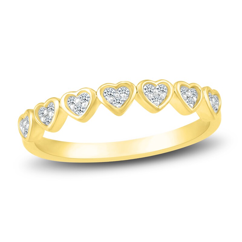 Main Image 1 of Diamond Heart Stackable Ring 1/8 ct tw Round 10K Yellow Gold