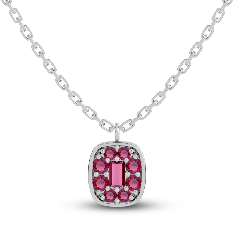 Main Image 1 of Juliette Maison Natural Rhodolite Garnet Pendant Necklace 10K White Gold