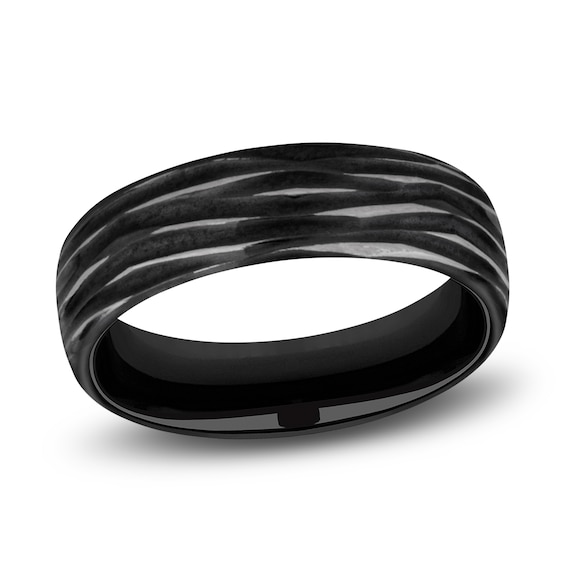 Jared The Galleria Of Jewelry Bark Wedding Band Black Titanium 6.5mm