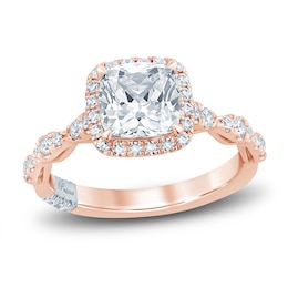 Pnina Tornai Diamond Engagement Ring 2-1/2 ct tw Cushion/Round 14K Rose Gold