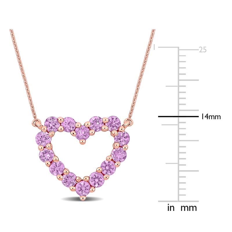 Natural Pink Sapphire Heart Pendant Necklace 10K Rose Gold 17"