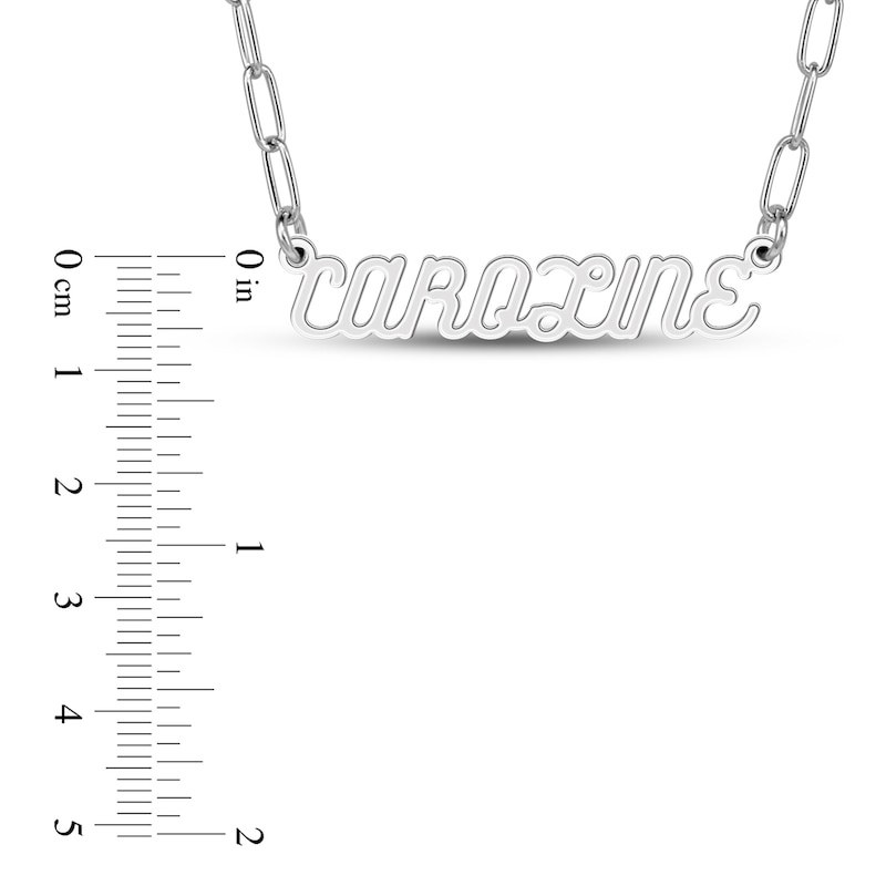 Main Image 2 of Personalized High-Polish Name Link Necklace Sterling Silver 18" 7.0mm