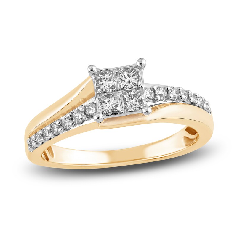 Main Image 1 of Diamond Engagement Ring 1/2 ct tw Princess/Round 14K Yellow Gold