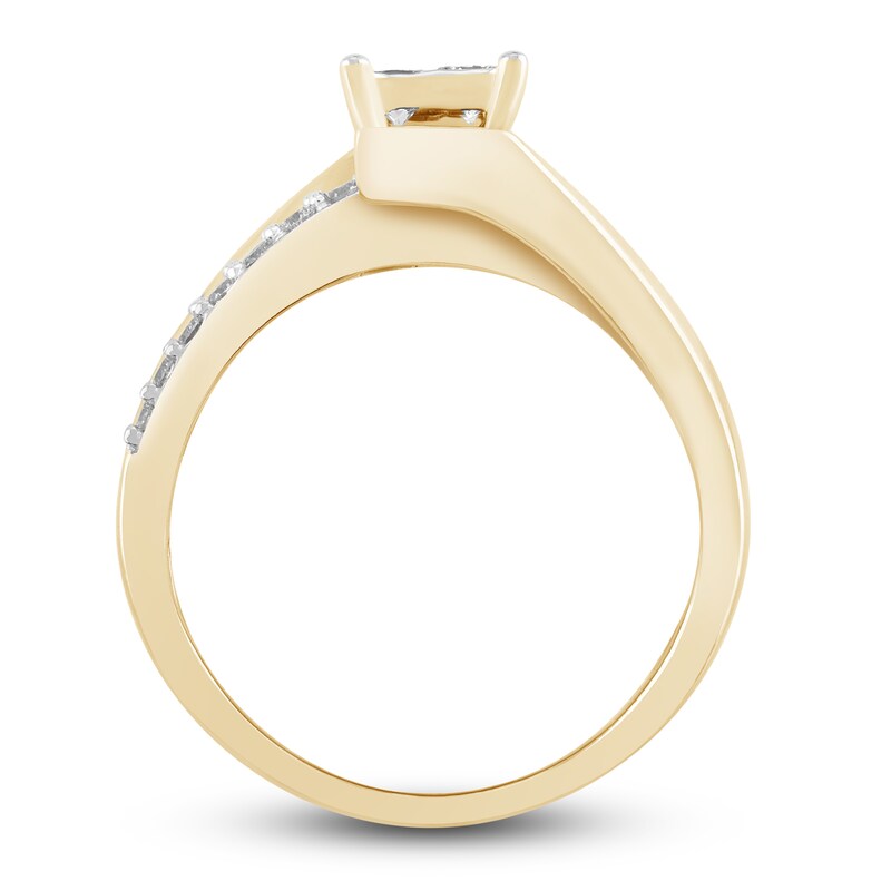 Main Image 3 of Diamond Engagement Ring 1/2 ct tw Princess/Round 14K Yellow Gold
