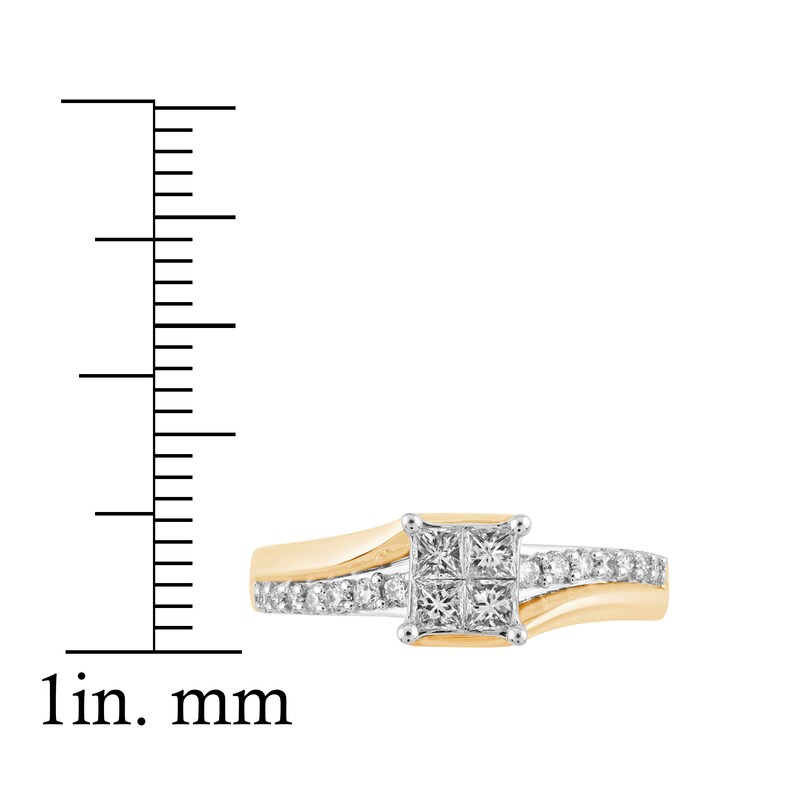 Main Image 4 of Diamond Engagement Ring 1/2 ct tw Princess/Round 14K Yellow Gold