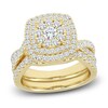 Thumbnail Image 1 of Diamond Double Halo Bridal Set 2 ct tw Round 14K Yellow Gold