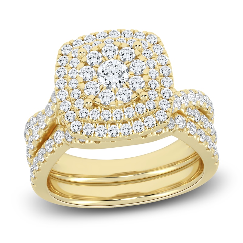 Diamond Double Halo Bridal Set ct tw Round 14K Gold