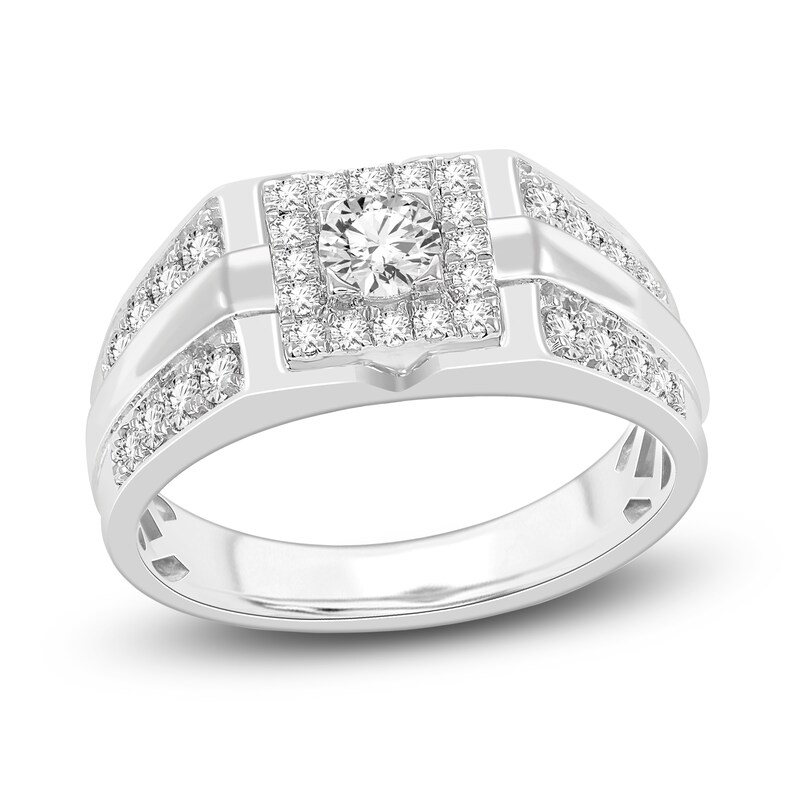Main Image 1 of Men's Diamond Ring 1 ct tw Round 14K White Gold