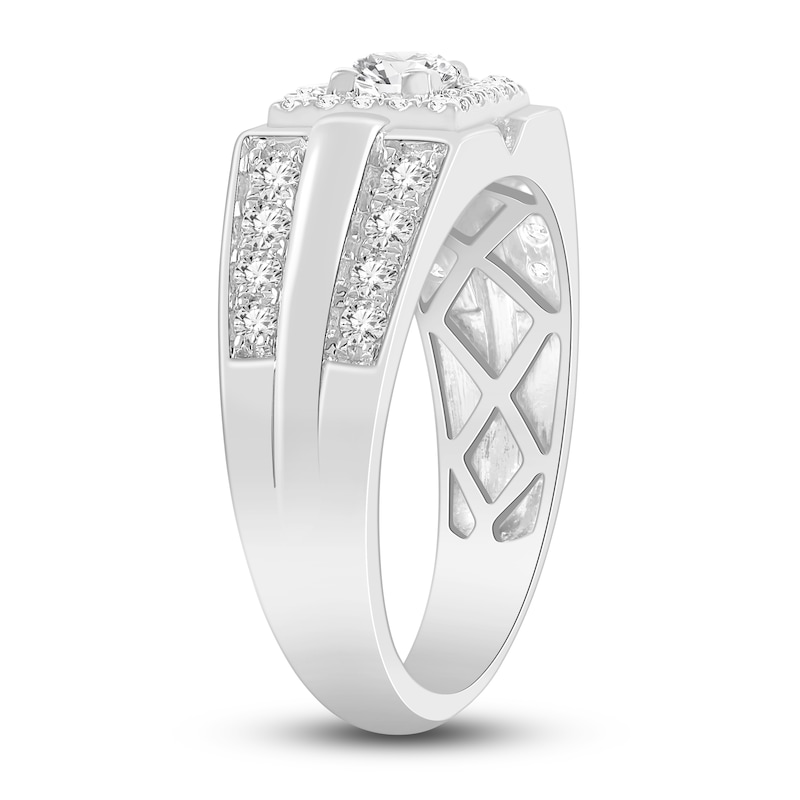Main Image 2 of Men's Diamond Ring 1 ct tw Round 14K White Gold