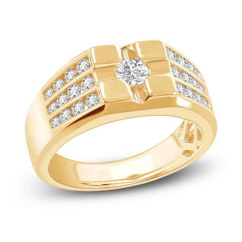 Main Image 1 of Men's Diamond Ring 1 ct tw Round 14K Yellow Gold