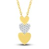 Thumbnail Image 1 of Diamond Triple Heart Pendant Necklace 1/15 ct tw Round 10K Yellow Gold 18"