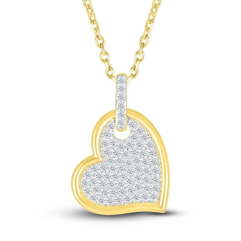 Main Image 1 of Diamond Heart Pendant Necklace 1/4 ct tw Round 10K Yellow Gold 18"