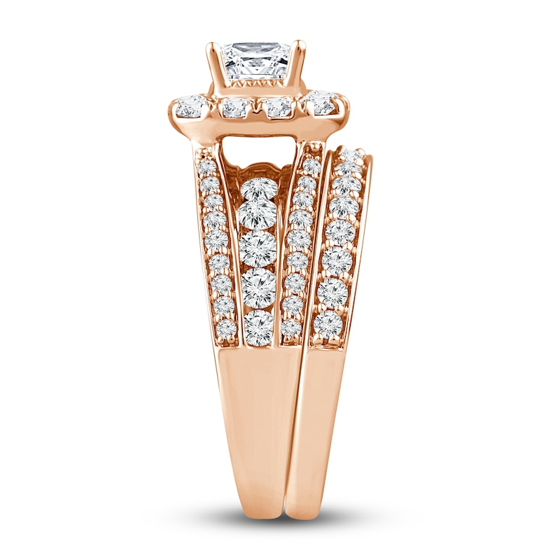 Main Image 3 of Diamond Bridal Set 2 ct tw Princess/Round 14K Rose Gold