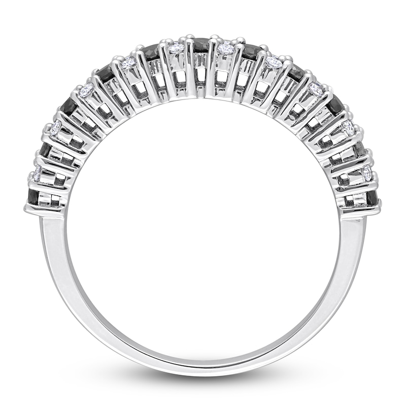 Main Image 3 of Black & White Diamond Wedding Band 1/2 ct tw Round 14K White Gold