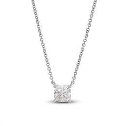 Lab-Grown Diamond Solitaire Necklace 1 ct tw Cushion 14K White Gold 19" (SI2/F)