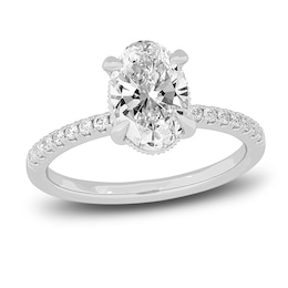 Lab-Created Diamond Engagement Ring 2-1/4 ct tw Oval/Round 14K White Gold