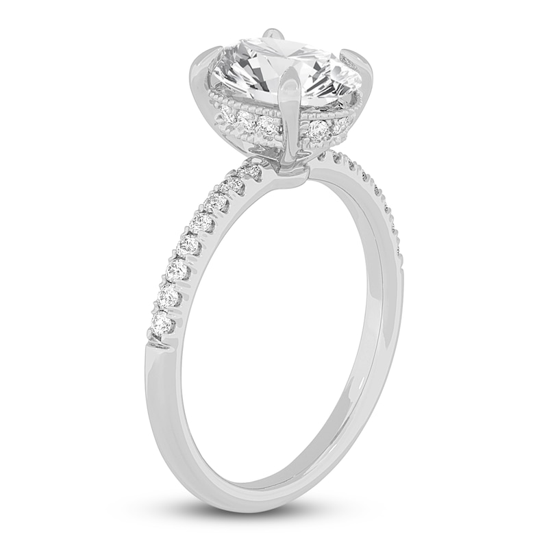 Main Image 2 of Lab-Grown Diamond Engagement Ring 2-1/4 ct tw Oval/Round 14K White Gold