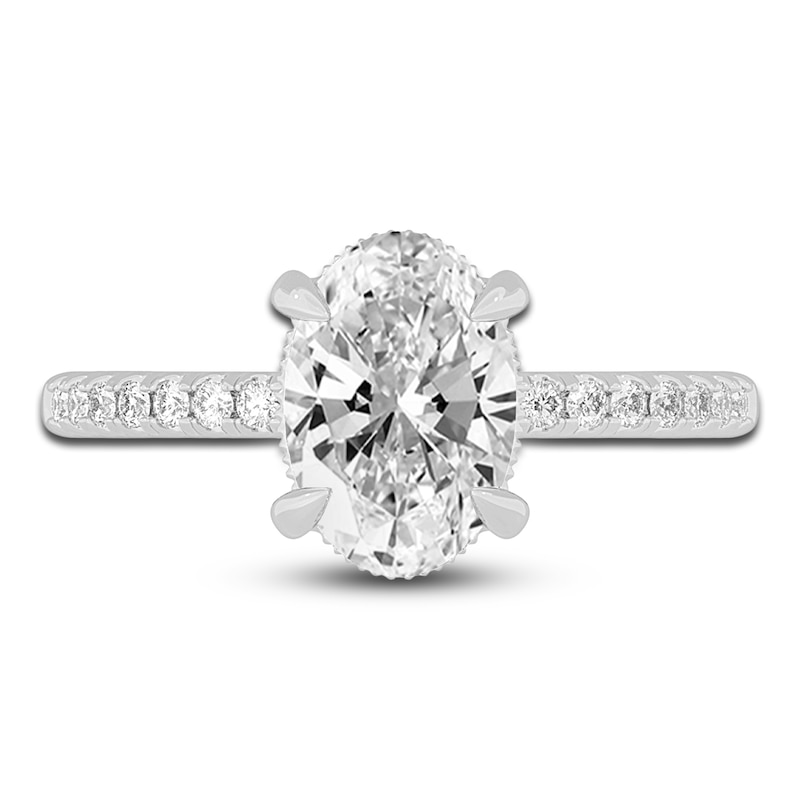 Main Image 3 of Lab-Grown Diamond Engagement Ring 2-1/4 ct tw Oval/Round 14K White Gold