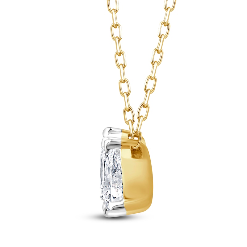 Diamond Pendant Necklace & Earring Set 1-1/2 ct tw Pear/Emerald 14K Yellow Gold