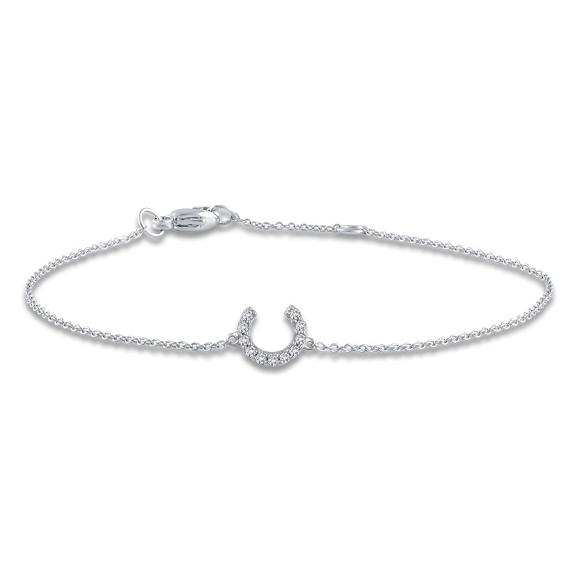Main Image 1 of Diamond Initial C Bracelet 1/20 ct tw Round 14K White Gold 7"