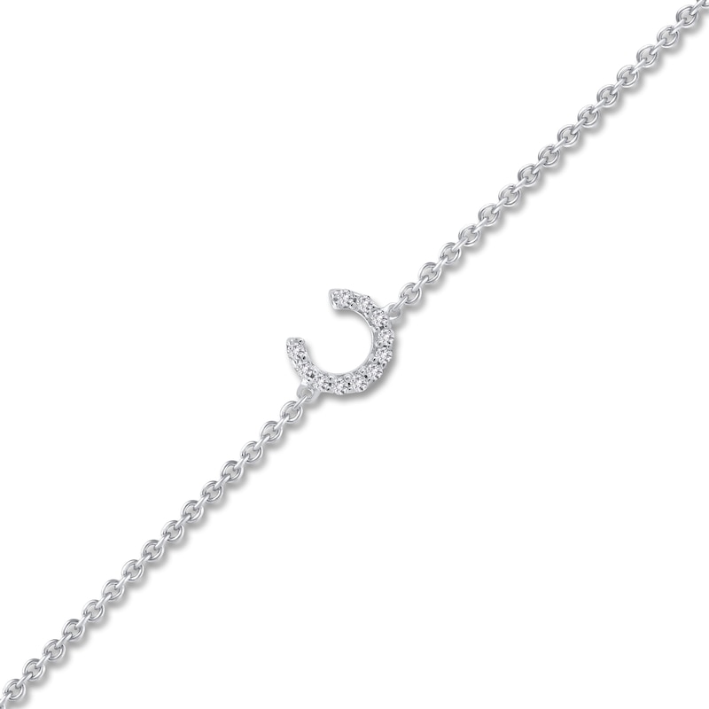 Main Image 2 of Diamond Initial C Bracelet 1/20 ct tw Round 14K White Gold 7"