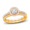 Thumbnail Image 1 of Diamond Double Halo Bridal Set 1/2 ct tw Round 14K Yellow Gold