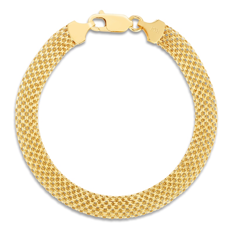 Solid 14k Yellow Gold Bismark Chain Bracelet 8mm Gold Mesh 