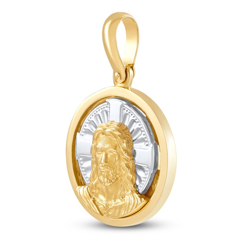 Main Image 2 of LUSSO by Italia D'Oro Diamond-Cut Jesus Medallion Charm 14K Two-Tone Gold