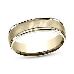 Diagonal Satin Wedding Band 14K Yellow Gold 6.0mm