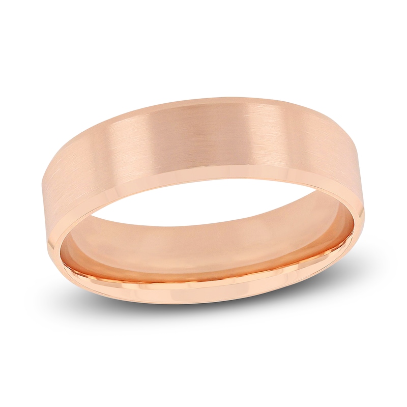 Main Image 1 of Men's Beveled Edge Wedding Band 14K Rose Gold 6.0mm