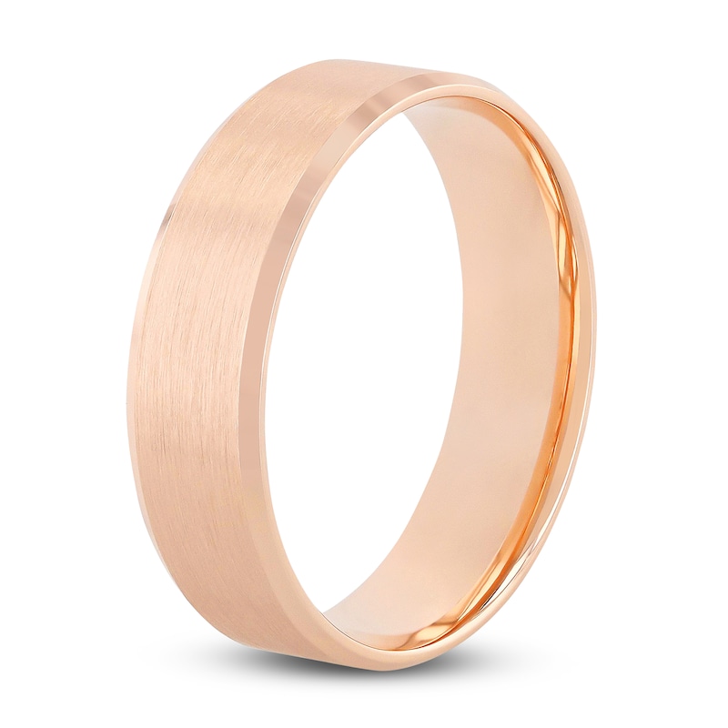 Men's Beveled Edge Wedding Band 14K Rose Gold 6.0mm