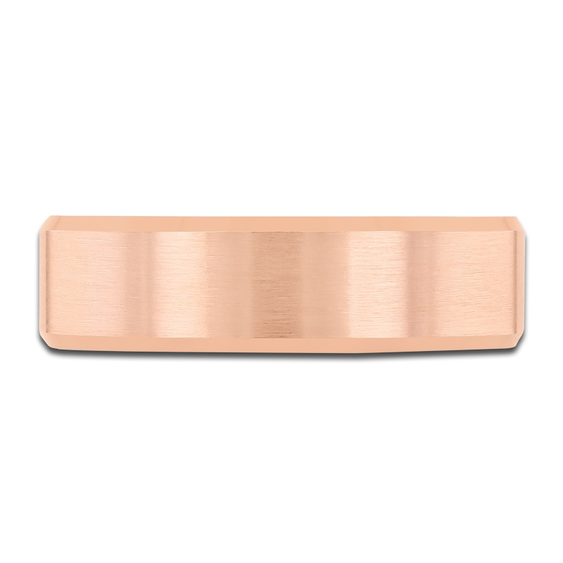 Men's Beveled Edge Wedding Band 14K Rose Gold 6.0mm