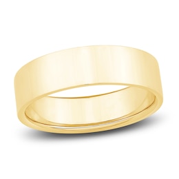 Men's Flat Wedding Band 14K Yellow Gold 6.0mm