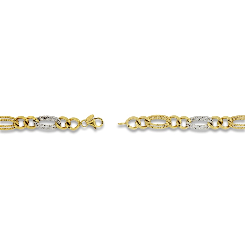 Main Image 3 of Italia D'Oro Hollow Diamond-Cut Oval Bracelet 14K Two-Tone Gold 7.5"