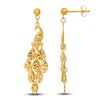 Thumbnail Image 1 of High-Polish Peacock Dangle Earrings 24K Yellow Gold