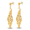 Thumbnail Image 2 of High-Polish Peacock Dangle Earrings 24K Yellow Gold