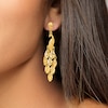 Thumbnail Image 3 of High-Polish Peacock Dangle Earrings 24K Yellow Gold