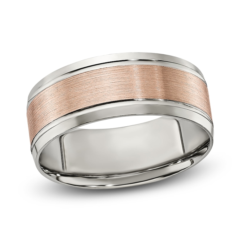 Men's Brushed Wedding Band 14K Two-Tone Gold 8.0mm