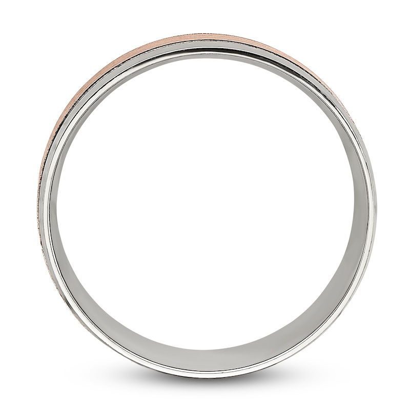 Main Image 2 of Men's Brushed Wedding Band 14K Two-Tone Gold 8.0mm