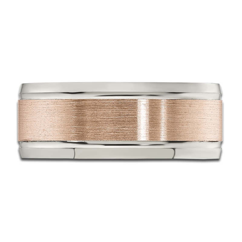 Main Image 3 of Men's Brushed Wedding Band 14K Two-Tone Gold 8.0mm