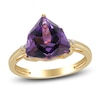 Thumbnail Image 0 of Trillion-Cut Natural Amethyst & Diamond Ring 1/20 ct tw 14K Yellow Gold