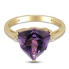 Thumbnail Image 1 of Trillion-Cut Natural Amethyst & Diamond Ring 1/20 ct tw 14K Yellow Gold