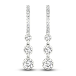 Lab-Grown Diamond 3-Stone Earrings 2 ct tw 14K White Gold