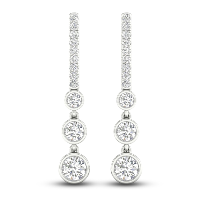 Main Image 1 of Lab-Grown Diamond 3-Stone Earrings 2 ct tw 14K White Gold