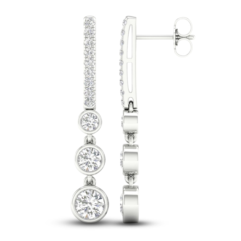Main Image 2 of Lab-Grown Diamond 3-Stone Earrings 2 ct tw 14K White Gold