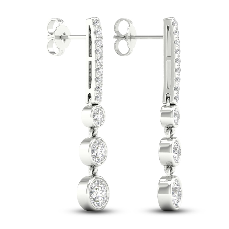 Main Image 3 of Lab-Grown Diamond 3-Stone Earrings 2 ct tw 14K White Gold