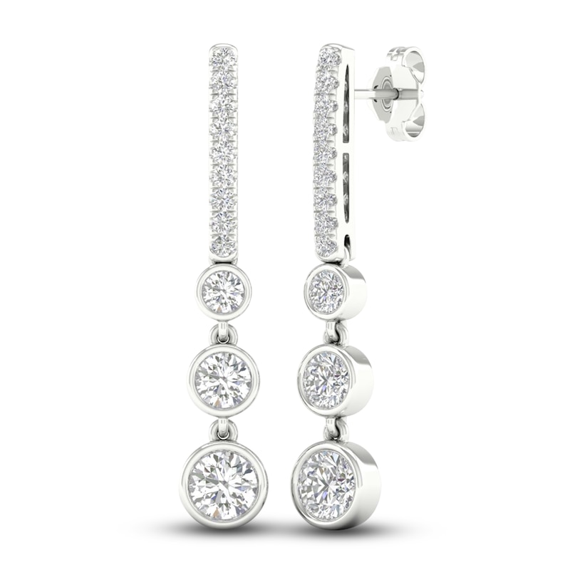 Main Image 4 of Lab-Grown Diamond 3-Stone Earrings 2 ct tw 14K White Gold