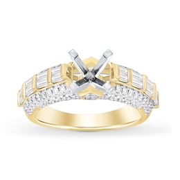 Diamond Engagement Ring Setting 1 ct tw Baguette/Round 18K Yellow Gold