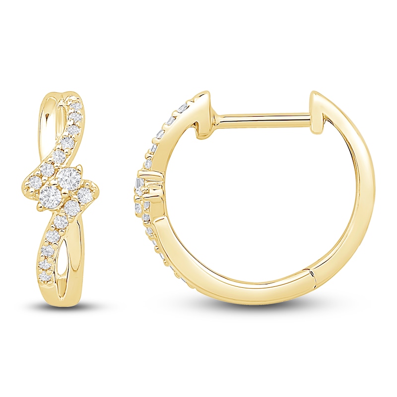 Main Image 1 of Diamond Hoop Earrings 1/6 ct tw 10K Yellow Gold